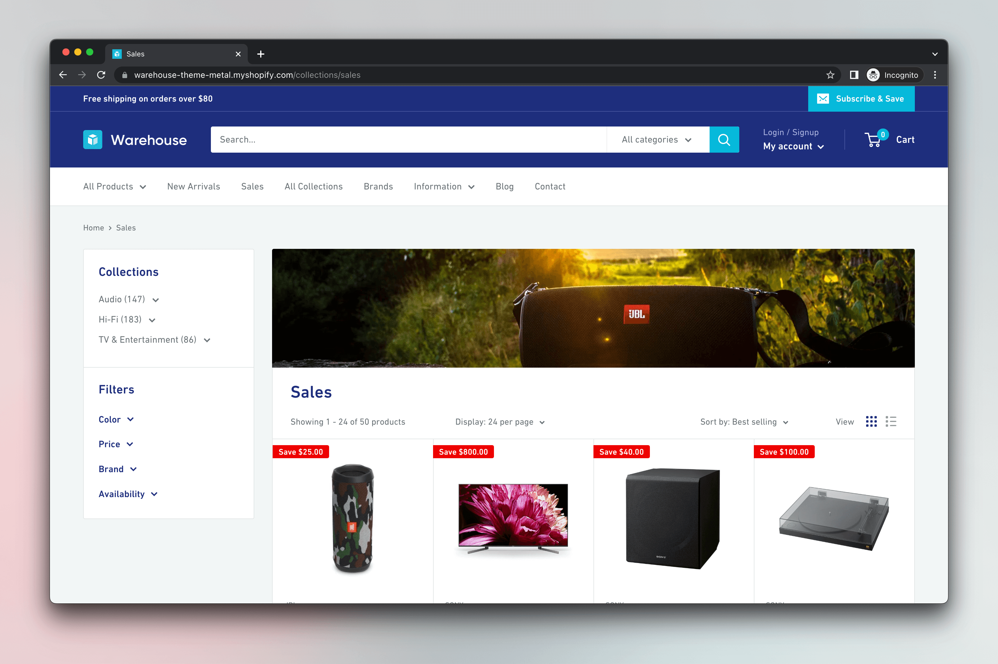 on-sale category of Warehouse store